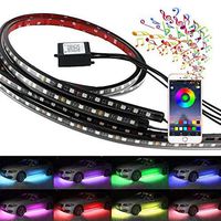 XTAUTO 4Pcs Car 5050 LED Neon Undercar Underglow Glow Atmosphere Decorative Bar Light kit Strip RGB Multicolor Neon Underbody 8 Color with Sound Active and Wireless APP Control