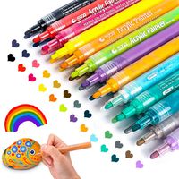 Acrylic Paint Marker Pens, Paint Pens for Rocks Painting, Wood, Fabric, Plastic, Canvas, Glass, Mugs, DIY Craft, Card Making, Art School Supplies. Water Based Acrylic Paint Markers Set of 24 Colors