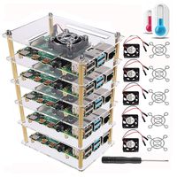 Dorhea Raspberry Pi 4 B Case, Raspberry Pi Rack Cluster Case Stacking Case with Cooling Fan and Fan Cover for Raspberry Pi 4,Raspberry Pi 3 Model B B+, Raspberry Pi 2 Model B,Pi B+ (5-Layers)
