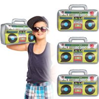 Inflatable Boombox 16.5 Inches Inflatable Boom Box 80s 90s Party Decorations for Rappers Hip Hop B-Boys Costume Accessory Party Supplies (5 Packs) (3 Packs)