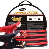 TOPDC 100% Copper Jumper Cables 6 Gauge 16 Feet Heavy Duty Booster Cables with Carry Bag and Safety Gloves (6AWG x 16Ft)