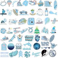 VSCO Teen Girl Stickers for Hydro Flask Water Bottle[35 Pack], Laptop, Phone, Backpacks, Luggage - Light Baby Blue Eco-Friendly and Environmental Animal and Word Stickers