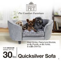 Enchanted Home Pet Quicksilver Pet Sofa Bed, 34 by 3 by 15.5-Inch, Silver