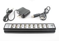 10 Port USB 20 Hub Black Silver Turns One USB Port into Ten!