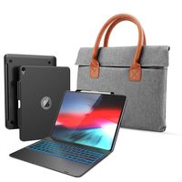 iPad Pro 12.9 Keyboard Case for 2018 iPad ，135 Degree Rotatable, Built-in Magnet, 2018 iPad 12.9 Case Removable Wireless Bluetooth Keyboard with Pen Holder (Black) + Laptop Bag (Dark Grey)