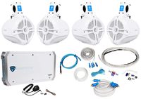 4 Rockville RWB65W 6.5" Marine Wakeboard Speakers+4 Channel Amplifier+Amp Kit