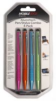 Mobile Edge AlumiTech Tablet and Touch Screen Capacitive Stylus and Ballpoint Pen Combo, 4 Pack Multi-Colors, Aluminum Barrel with Machined Grip MEASPA4