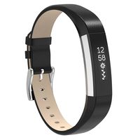 Henoda Replacemnt Leather Bands Compatible with Fitbit Alta/Fitbit Alta HR, Black Classic Genuine Leather Wristband, Small Large, No Tracker
