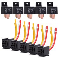 Ehdis [5 Pack Car Truck Motor Heavy Duty Heavy Duty 4-Pin 80A 12V On/Off Normally Open SPST Relay Socket Plug 4 Wire Automotive