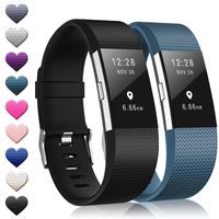 TreasureMax with Fitbit Charge 2 Bands for Women Men(2 Pack),Adjustable Soft Silicone Sports Replacement Fitbit Charge 2 hr Bands,Small/Large