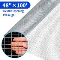 48x100 1/2Inch Hardware Cloth Galvanized Welded Cage Wire 19 Gauge Fence Mesh Roll Garden Plant Supports Poultry Netting Square Chicken Wire Snake Fencing Gopher Fence Racoons Rabbit Pen Gutter