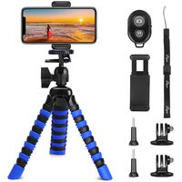 Phone Tripod, PEYOU [5 in 1] Octopus Portable Tripod Stand + Mount Holder Compatible for Gopro Phone + Bluetooth Remote Compatible for iPhone XS Max XR X 8 7 6 Plus,Galaxy Note 9 8 S10 S9 S8 Plus S10e