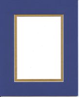 Pack of 5 11x14 Royal Blue & Gold Double Picture Mats Cut for 8x10 Pictures