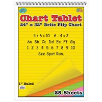 Top Notch Teaching TOP3821 Brite Chart Tablet, 1" Ruled, Assorted Colors, 24" Width, 32" Length, 25 Sheets