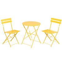 Grand patio Premium Steel Patio Bistro Set, Folding Outdoor Patio Furniture Sets, 3 Piece Patio Set of Foldable Patio Table and Chairs, Yellow