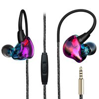 Over Ear Earbuds, Running Sport in Ear Buds Bass Noise Isolating Colorful Headphones with Flexible Earhook and Mic for Teen Young Youth Wired Earphones for Gym Workout Exercise Jogging