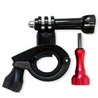 Go Pro Handlebar Seatpost Mount for Bikes - Motorcycles - Mountain Biking - Ski Pole - with Red Aluminum Thumbscrew by Flight Speed Camera Mounts (polyurethane, Regular)
