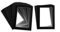 Golden State Art Pack of 25, Acid-Free Black Pre-Cut 5x7 Picture Mat for 4x6 Photo with White Core Bevel Cut Frame Mattes