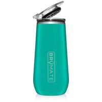 BrüMate 12oz Insulated Champagne Flute With Flip-Top Lid - Made With Vacuum Insulated Stainless Steel (Peacock)