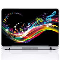 Meffort Inc 15 15.6 Inch Laptop Notebook Skin Sticker Cover Art Decal (Included 2 Wrist pad) - Rainbow Music Note Design