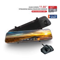 Mirror Dash Cam, weJupit 11.66 Inch Car Backup Camera Dual Front and Rear Waterproof Touch Screen Stream Media Rearview Camera Night Vision LDWS Parking Monitor (1296P+1080P, 840Pro)