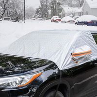 Universal Fit Windshield Snow Cover for Cars, Compact and Mid-size SUVs, Anti-theft Tuck-in Flaps, Cotton Lined PEVA Fabric with Aluminum Foil Lamination, Mirror Covers Included, Patent Pending