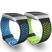 SKYLET for Fitbit Ionic Bands, 2 Pack Soft Silicone Breathable Replacement Wristband for Fitbit Ionic Smartwatch (No Tracker)[Black-Blue&Black-Green, Small]