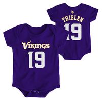 OuterStuff NFL Newborn Infants Team Color Name and Number Bodysuit Creeper (24 Months, Adam Thielen Minnesota Vikings Home Purple)