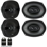 Kicker Speaker Bundle - Two Pairs of Kicker 6x9 Inch 3-Way KS-Series Speakers 44KSC69304