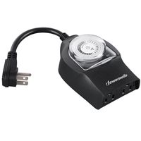 DEWENWILS Outdoor Timer Waterproof, 24 Hour Heavy Duty Plug in Mechanical Programmable 2 Grounded Outlets for Lights Pool Pump Fountain 15Amp, 1/2HP UL Listed, Black