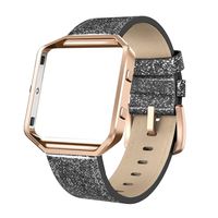 SWEES Leather Bands Compatible with Blaze Smart Watch, Genuine Leather Replacement Band with Metal Frame Small & Large for Women Men, Champagne Gold, Rose Gold, Black, Brown, White, Grey, Beige
