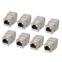 uxcell 8 Pack, 90 Degree Cat 6A RJ45 Ethernet Cable Keystone Jacks Metal Shielded in Silver