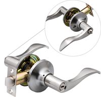 Berlin Modisch Privacy Lever Door Handle [Thumb Turn Lock on The Inside] for Bedroom or Bathroom with a Satin Nickel Finish, Reversible for Right & Left Side, with a Door Bumper Wall Protector