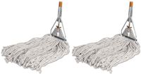Genuine Joe Cotton Wet Mop with Handle 60" Width x 0.94" Height; Cotton HeadWood Handle - Lightweight (Twо Pаck)