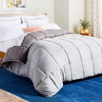 Linenspa All-Season Reversible Down Alternative Quilted Comforter - Hypoallergenic - Plush Microfiber Fill - Machine Washable - Duvet Insert or Stand-Alone Comforter - Stone/Charcoal - Oversized King