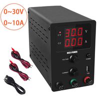DC Power Supply Variable,0-30V / 0-10A Adjustable Switching DC Regulated Power Supply with Digital LCD Display and USB Interface 5V2A, Alligator Leads and US Power Cord Included (Black-30V10A)