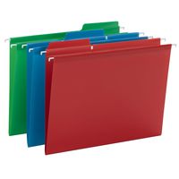 Smead Poly FasTab Hanging File Folder, 1/3-Cut Tab, Letter Size, Assorted Primary Colors, 18 per Box (64028)