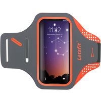 Letsfit Running Armband, Water Resistant Cell Phone Armband for Smart phone 8 7 6 with Key Slot, Headphone Slot and Face ID for Running, Walking, Hiking, Orange