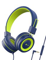 iClever Kids Headphones - Wired Headphones Kids, Adjustable Headband, Stereo Sound, Foldable, Untangled Wires, 3.5mm Aux Jack, 94dB Volume Limited - Childrens Headphones on Ear, Blue (Blue)
