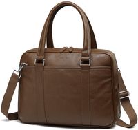 Slim Laptop Bag for Women, PU Leather Classic Water Resistant Business Briefcase Messenger Bag for Women Work Brown