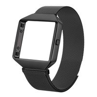Metal Bands Compatible with Fitbit Blaze, Small and Large Stainless Steel Replacement Adjustable Band with Metal Frame for Fit bit Blaze Women Men, Black - L
