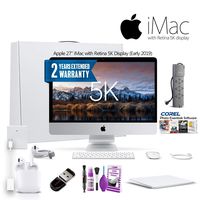 Apple 27-Inch iMac with Retina 5K Display MRR12LL/A (2019) with PowerStrip, 2 Year Extended Warranty, 32GB USB Stick, Apple Air Pods, Magic TrackPad 2 Corel Software, USB-C to USB Adapter and More