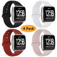 Coperr 4 Packs Bands Compatible with Fitbit Versa/Fitbit Versa 2 / Fitbit Versa Lite for Women and Men, Soft Silicone Sport Strap Replacement Wristband with Ventilation Holes for Fitbit Versa