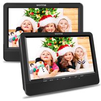 WONNIE 10.5'' Car Dual DVD Player Portable Headrest CD Players for Kids, Built-in 5 Hours Rechargeable Battery Great for Family Travel ( 1 Player+1 Monitor )