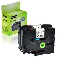 Greencycle 2 PK Black on White Label Tape Compatible for Brother TZe-221 TZ 221 TZe221 TZe 221 P-Touch 9mm 8m 26.2ft PT1130 PT1160 PT1170 PT1700 PT1750 PT1760 PT530 PT550