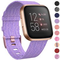 NANW Compatible with Fitbit Versa Bands, Versa Lite Edition Bands Small Large, Woven Fabric Accessories Strap Wristband Replacement Women Men