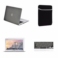 TOP CASE - 4 in 1 Essential Bundle Rubberized Hard Case, Keyboard Cover, Screen Protector and Sleeve Bag Compatible MacBook Air 11" A1370 & A1465 - Gray