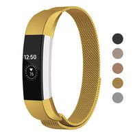 Keasy Replacement Metal Bands Compatible for Fitbit Alta and Fitbit Alta HR, Stainless Steel Replacement Bands for Women Men (Gold, Large)