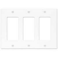 Enerlites 8833-W Decorator Light Switch/Receptacle Outlet Wall Plate, Polycarbonate Thermoplastic, Standard/3 Gang, White