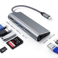 USB C Hub, 7-in-1 Type C Hub Adapter with 4K HDMI, Ethernet Port, 2 USB 3.0 Ports, SD/Micro Card Reader, USB-C Power Delivery,Portable for MacBook/Pro/Air and More USB C Devices